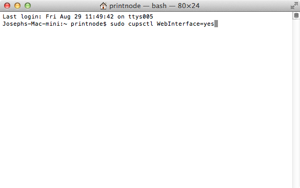 mac os bash set printer